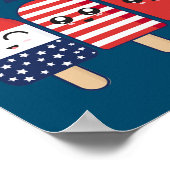 7月4日ポップシクル氷ポップ・アートの愛国米国国旗 ポスター (角)