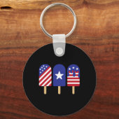 7月4日ポプシクルアメリカ国旗の愛国的な夏 キーホルダー (正面)