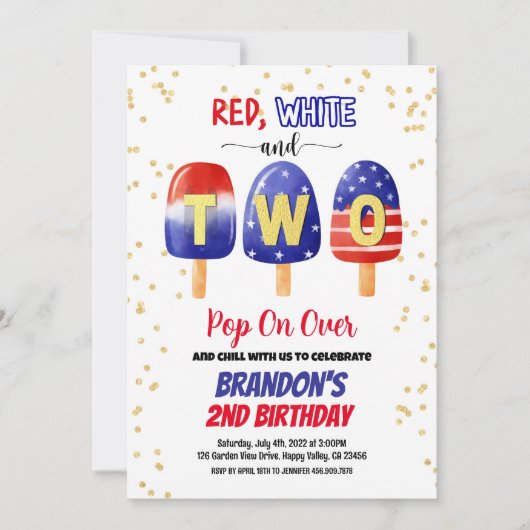7月4日ポプシクルズキッドボーイ2nd誕生日パーティー 招待状 (正面)