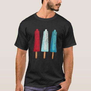 7月4日ポプシクル赤白青アメリカI Tシャツ