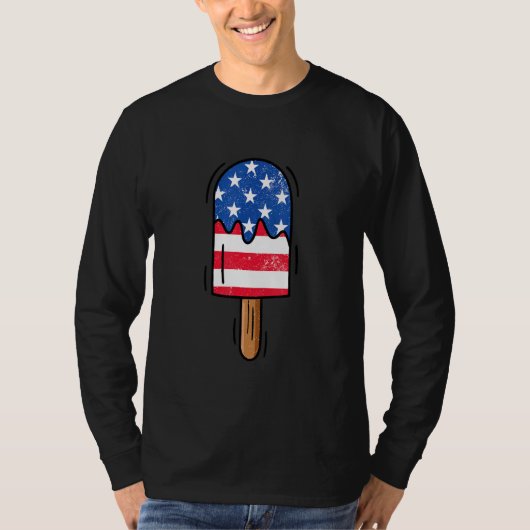 7月4日ポプシクル赤白青アメリカI Tシャツ (正面)
