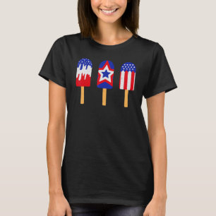 7月4日ポプシクル赤白青州旗 Tシャツ
