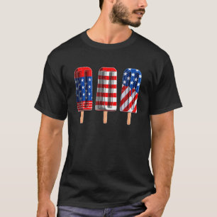 7月4日ポプシクル赤白青州旗 Tシャツ