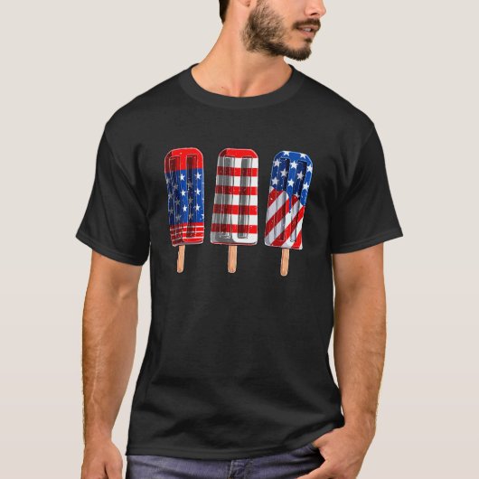 7月4日ポプシクル赤白青州旗 Tシャツ (正面)