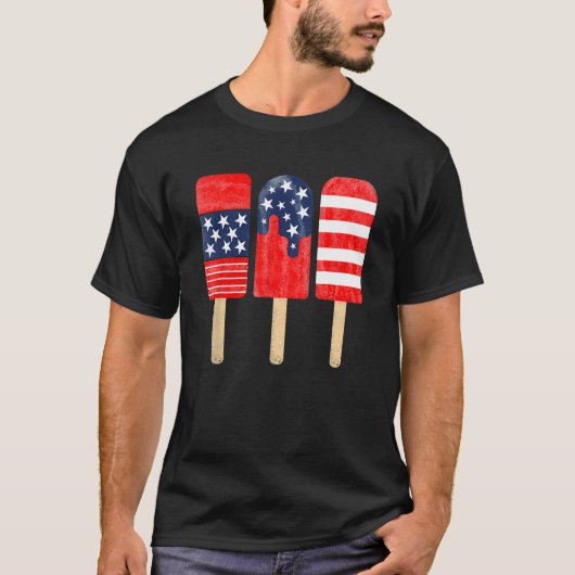 7月4日ポプシクル赤白青州旗 Tシャツ (正面)