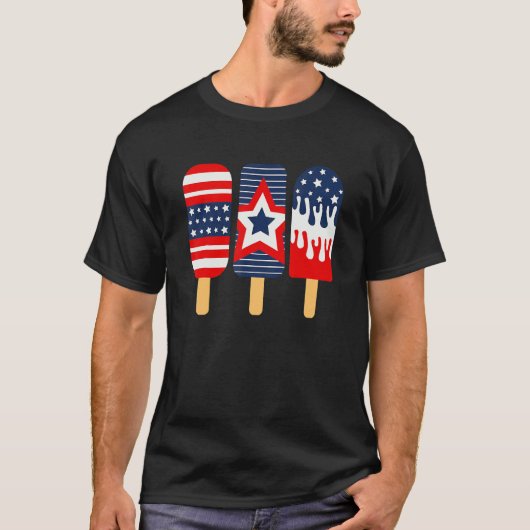 7月4日ポプシクル赤白青州旗 Tシャツ (正面)