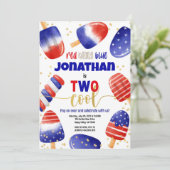 7月4日ポプシクル2人のクール子供2歳の誕生日 招待状 (スタンド正面)