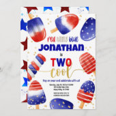 7月4日ポプシクル2人のクール子供2歳の誕生日 招待状 (正面/裏面)