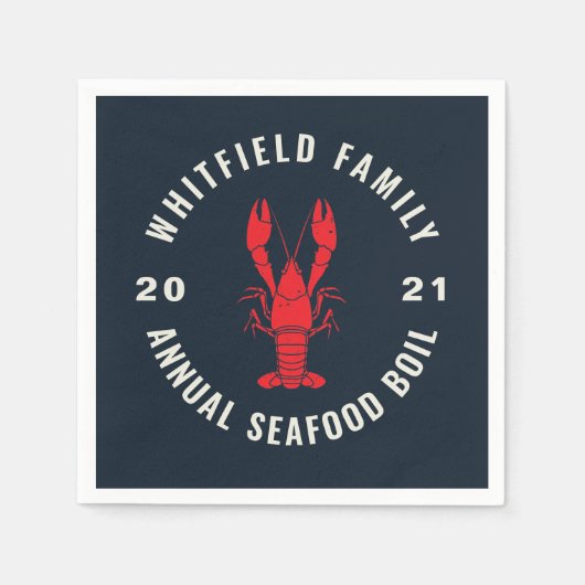 7月4日マッチングファミリーシーフードボイルカスタム スタンダードカクテルナプキン (正面)
