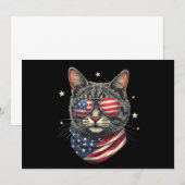 7月4日ミオヴィカ・アメリカ国旗の猫 招待状 (正面/裏面)