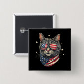 7月4日ミオヴィカ・アメリカ国旗の猫 缶バッジ (正面&裏面)