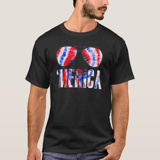 7月4日メリカアメリカ国旗の絞り染め Tシャツ (正面)
