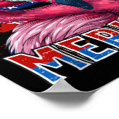 7月4日メリカフラミンゴアメリカ国旗のキッズメン ポスター (角)