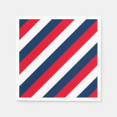 7月4日モダン赤白青ストライプ紙 スタンダードカクテルナプキン (正面)
