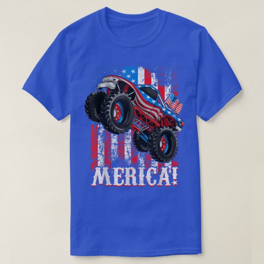 7月4日モンスタートラックMericaシャツ、幼児ゲーム Tシャツ (デザイン正面)