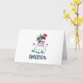 7月4日ユニコーンとアメリカ国旗サングラス カード (黄色い花)