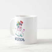 7月4日ユニコーン米国旗の日のメガネ コーヒーマグカップ (正面左)