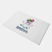 7月4日ユニコーン米国旗の日のメガネ ドアマット (アングル)