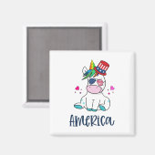 7月4日ユニコーン米国旗の日のメガネ マグネット (正面/裏面)