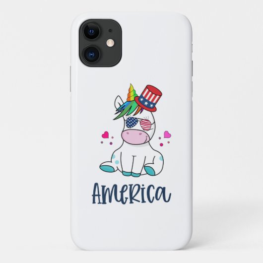 7月4日ユニコーン米国旗の日のメガネ Case-Mate iPhoneケース (裏面)