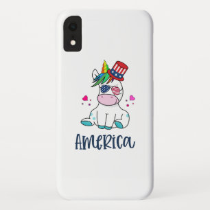 7月4日ユニコーン米国旗の日のメガネ iPhone XRケース