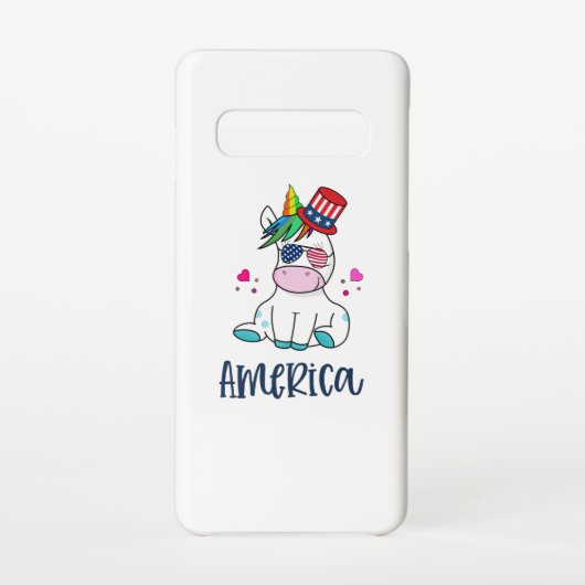 7月4日ユニコーン米国旗の日のメガネ SAMSUNG GALAXYケース (裏面)