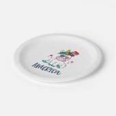 7月4日ユニコーン、USA旗サングラス ペーパープレート (アングル)