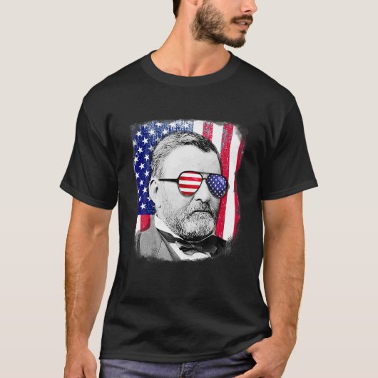 7月4日ユリシーズSグラント米国国旗Tシャツ Tシャツ (正面)