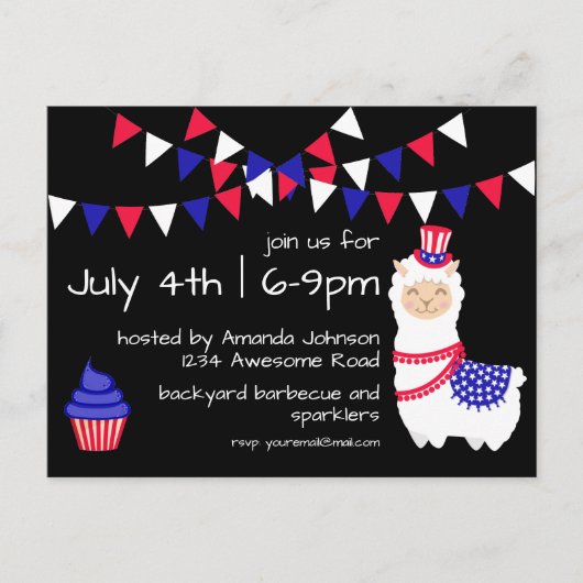 7月4日ラマパーティー ポストカード (正面)