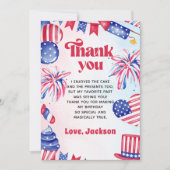 7月4日リトルファイレクラッカー誕生日 サンキューカード (正面)