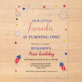 7月4日リトルファイレクラッカー1日の誕生日 アクリル招待状 (正面)