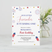 7月4日リトルファイレクラッカー1日の誕生日 招待状 (スタンド正面)