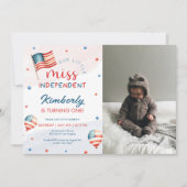 7月4日リトル独立恋しく思誕生日写真 招待状 (正面)