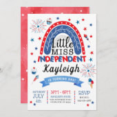 7月4日リトル・インディペンデン恋しく思ト・誕生日 招待状 (正面/裏面)