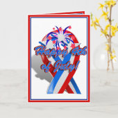 7月4日リボンおめでとう花火大会 カード (黄色い花)