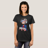 7月4日リンカーンゲームコントローラーアメリカ国旗 Tシャツ (正面フル)