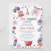 7月4日レッドホワイトとデューベビーシャワー招待状 招待状 (正面)