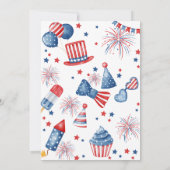 7月4日レッドホワイトとデューベビーシャワー招待状 招待状 (裏面)