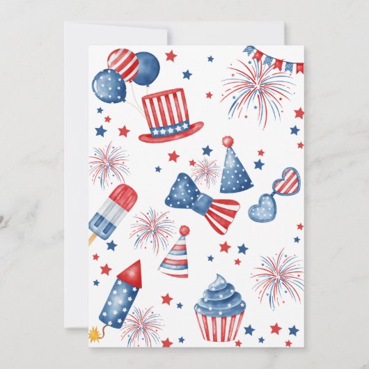 7月4日レッドホワイトとデューベビーシャワー招待状 招待状 (裏面)