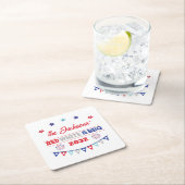 7月4日レッドホワイトとバーベキュー家族の名前patriotic スクエアペーパーコースター (インサイチュ)