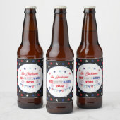 7月4日レッドホワイトとバーベキュー家族の名前patriotic ビールラベル (ボトル)