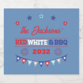 7月4日レッドホワイトとバーベキュー家族の名前patriotic ビールラベル (シングルラベル)