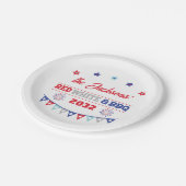 7月4日レッドホワイトとバーベキュー家族の名前patriotic ペーパープレート (アングル)