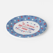 7月4日レッドホワイトとバーベキュー家族の名前patriotic ペーパープレート (アングル)