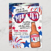 7月4日レッド、ホワイト、ブリュー招待状 招待状 (正面/裏面)