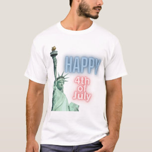 7月4日レディ・リバティ・ネオン Tシャツ