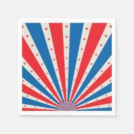 7月4日レトロスター&ストライプナプキンス スタンダードカクテルナプキン
