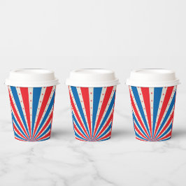 7月4日レトロ星とストライプ 紙コップ