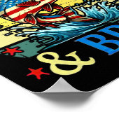 7月4日レトロ魚釣りレッドホワイト&amp; Bruh Ame ポスター (角)