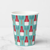 7月4日ロケット愛国ポップ・アートのポプシクルレッドブルー 紙コップ (正面)